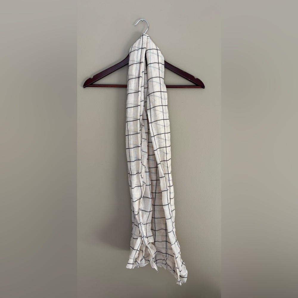 Rachel Pally Cream and Black Grid Scarf